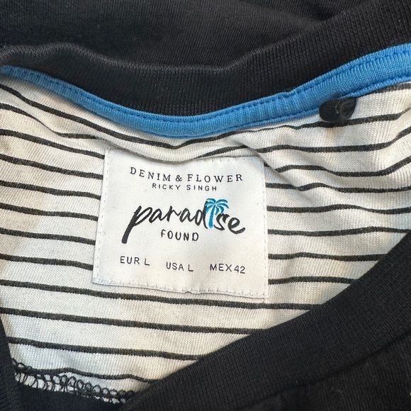 Denim & Flower Ricky Singh Paradise Found Men’s L Palm Tree Print T Shirt - Picture 2 of 3